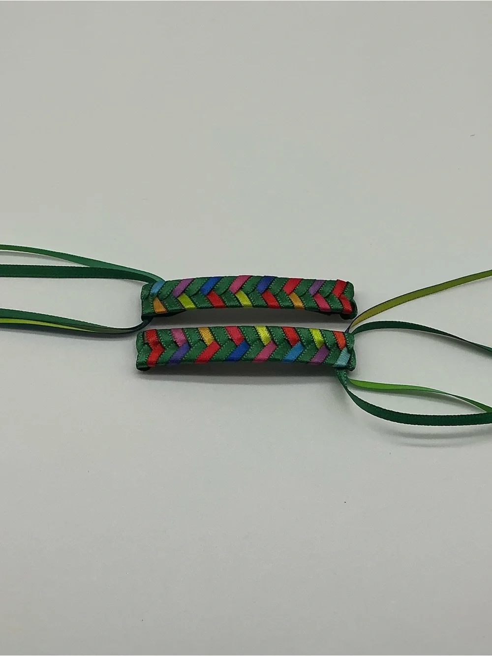 Dark Green and Rainbow 80s Barrettes & 12 Rainbow Colored Jelly Bracelets